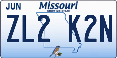 MO license plate ZL2K2N