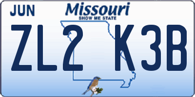 MO license plate ZL2K3B