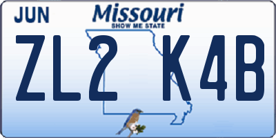 MO license plate ZL2K4B