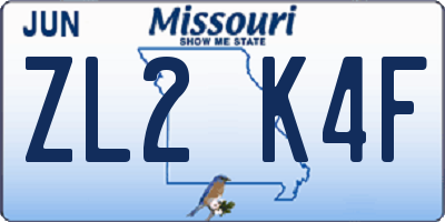 MO license plate ZL2K4F