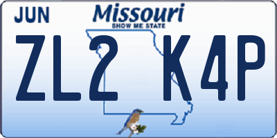 MO license plate ZL2K4P