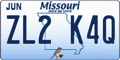 MO license plate ZL2K4Q