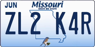 MO license plate ZL2K4R