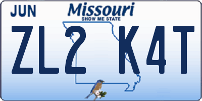 MO license plate ZL2K4T