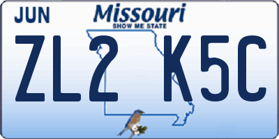 MO license plate ZL2K5C
