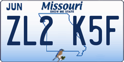 MO license plate ZL2K5F