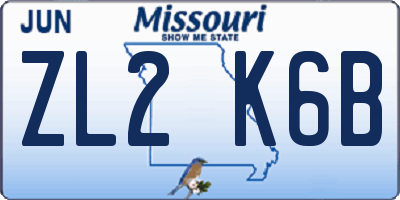 MO license plate ZL2K6B