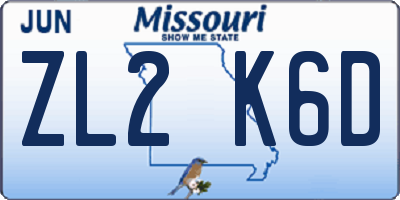 MO license plate ZL2K6D