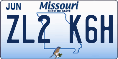 MO license plate ZL2K6H