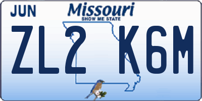 MO license plate ZL2K6M