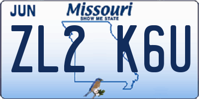 MO license plate ZL2K6U
