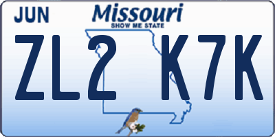 MO license plate ZL2K7K