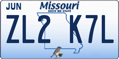MO license plate ZL2K7L