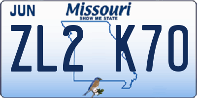MO license plate ZL2K7O