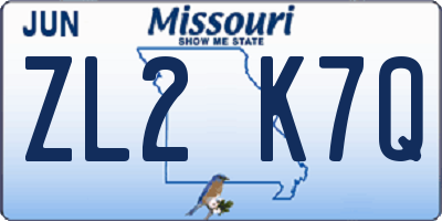 MO license plate ZL2K7Q