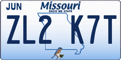 MO license plate ZL2K7T