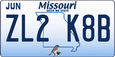 MO license plate ZL2K8B
