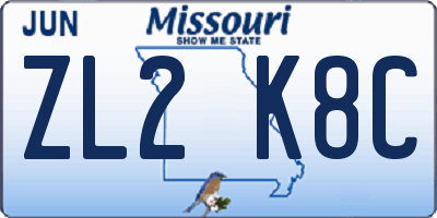 MO license plate ZL2K8C