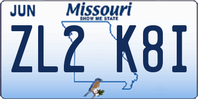 MO license plate ZL2K8I