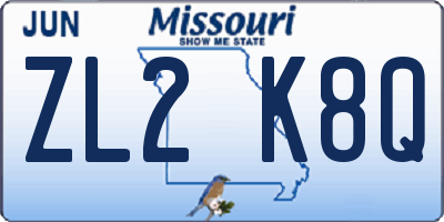 MO license plate ZL2K8Q