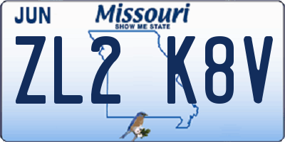 MO license plate ZL2K8V