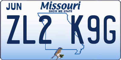 MO license plate ZL2K9G