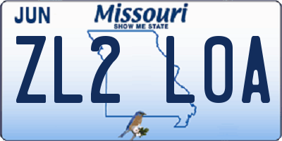 MO license plate ZL2L0A