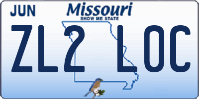 MO license plate ZL2L0C