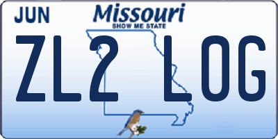 MO license plate ZL2L0G