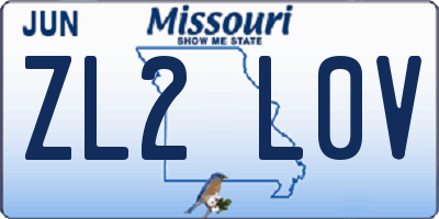 MO license plate ZL2L0V