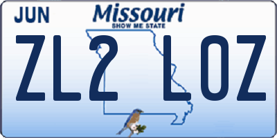 MO license plate ZL2L0Z
