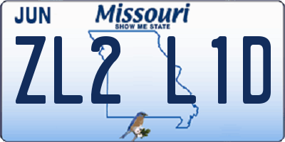MO license plate ZL2L1D