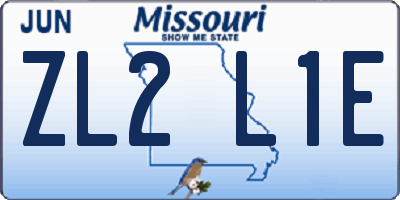 MO license plate ZL2L1E