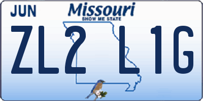 MO license plate ZL2L1G