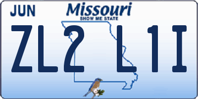 MO license plate ZL2L1I
