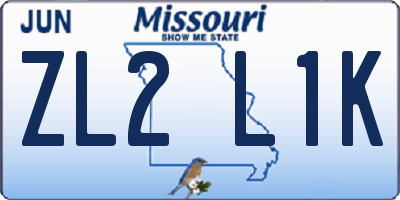 MO license plate ZL2L1K
