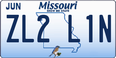 MO license plate ZL2L1N