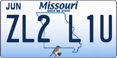 MO license plate ZL2L1U