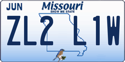 MO license plate ZL2L1W