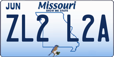 MO license plate ZL2L2A