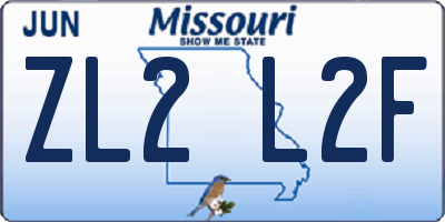 MO license plate ZL2L2F