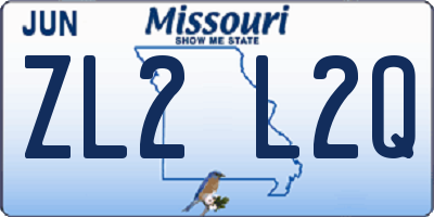 MO license plate ZL2L2Q