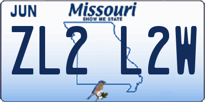 MO license plate ZL2L2W