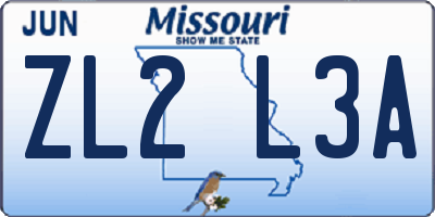 MO license plate ZL2L3A