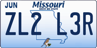 MO license plate ZL2L3R