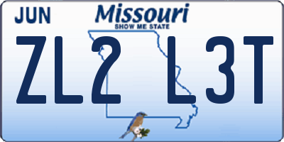 MO license plate ZL2L3T