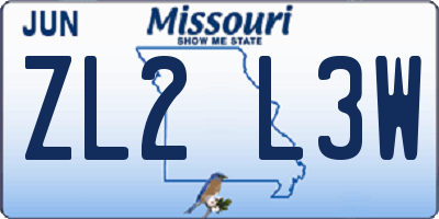 MO license plate ZL2L3W