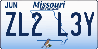 MO license plate ZL2L3Y