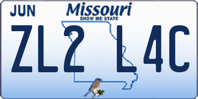 MO license plate ZL2L4C