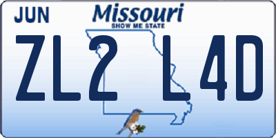 MO license plate ZL2L4D